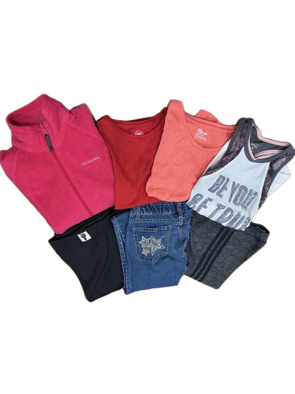 Girls Size 14 16 Fall Lot 7pc Columbia Fleece Adidas Pants Jordache Jeans